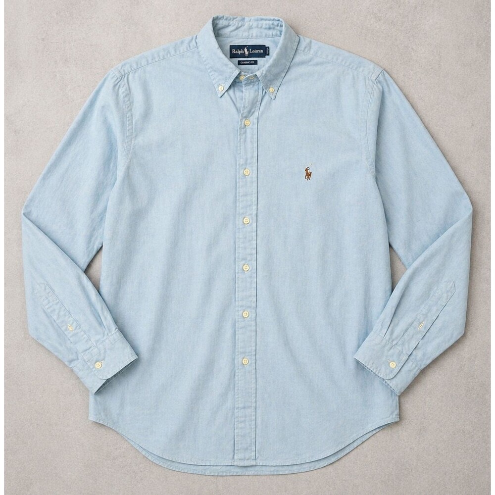 Polo Ralph Lauren Classic Fit Shirt Blue Button Down Pony Logo Men XL 17 32/33